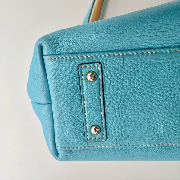 Dooney and Bourke | Light Aqua Blue Leather Portofino Grommet Shopper Tote Bag - Picture 4 of 13